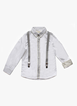 Vierra Rose Hudson Suspender Shirt in Cloud/Polka Dot
