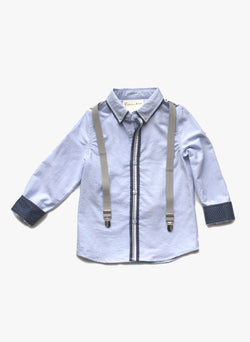 Vierra Rose Hudson Suspender Shirt in Sky Blue