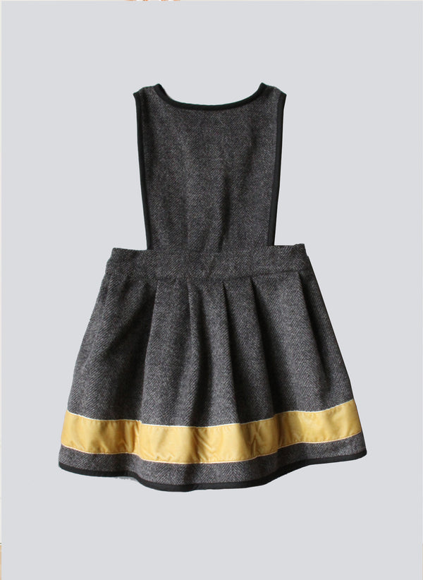 Vierra Rose Kaylee Contrast Trim Jumper Dress in Grey/Mustard
