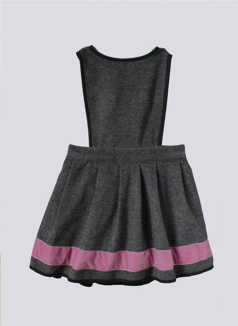 Vierra Rose Kaylee Contrast Trim Jumper Dress in Grey/Pink