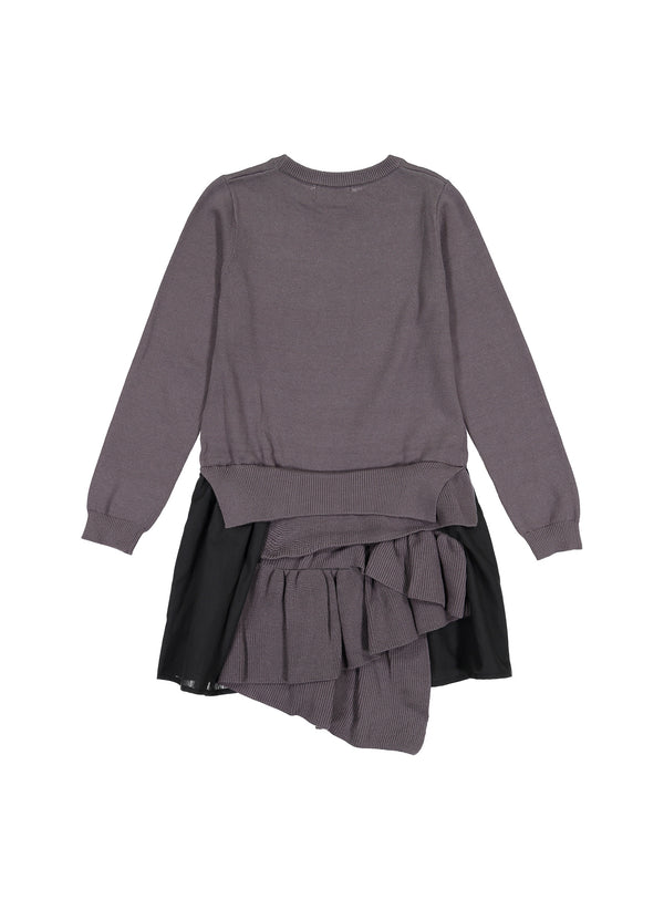 Vierra Rose Kimberly Ruffle Bottom Sweater Dress in Grey