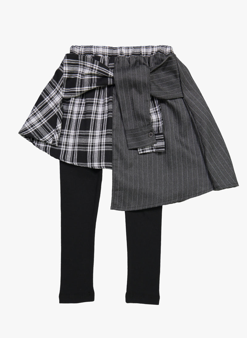 Vierra Rose Louise Half and Half Skirt Leggings in Black Combo