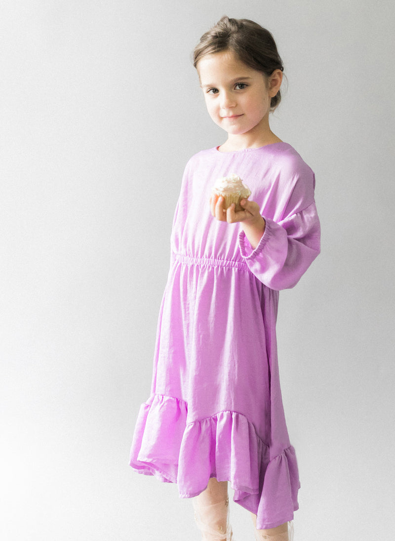 Vierra Rose Marchesa Chambray Midi Doll Dress in Lavender