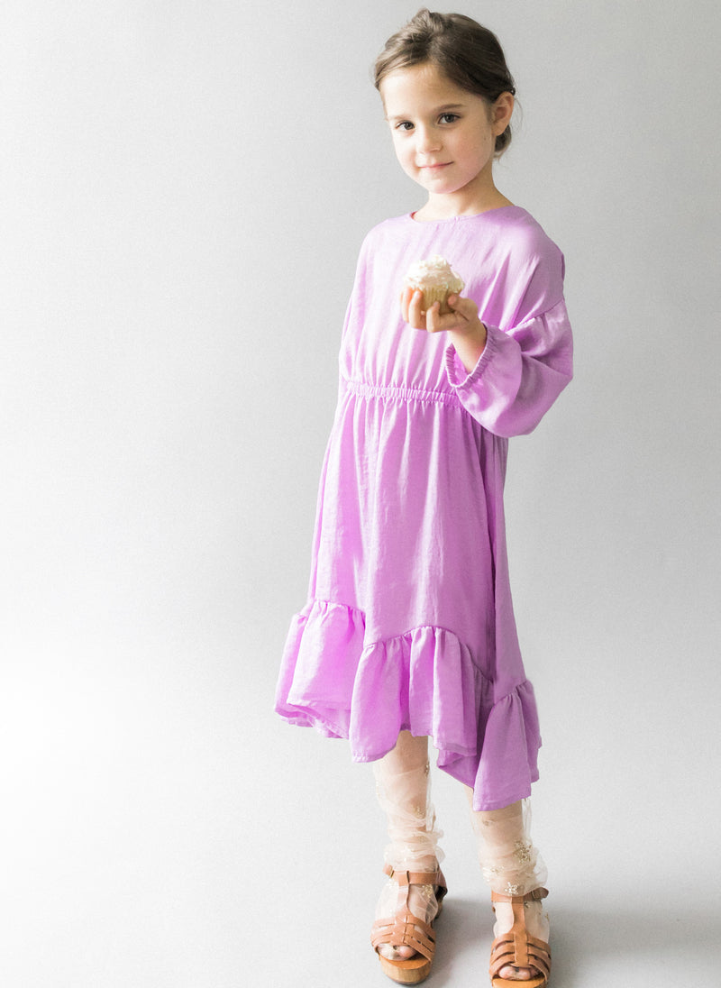 Vierra Rose Marchesa Chambray Midi Doll Dress in Lavender