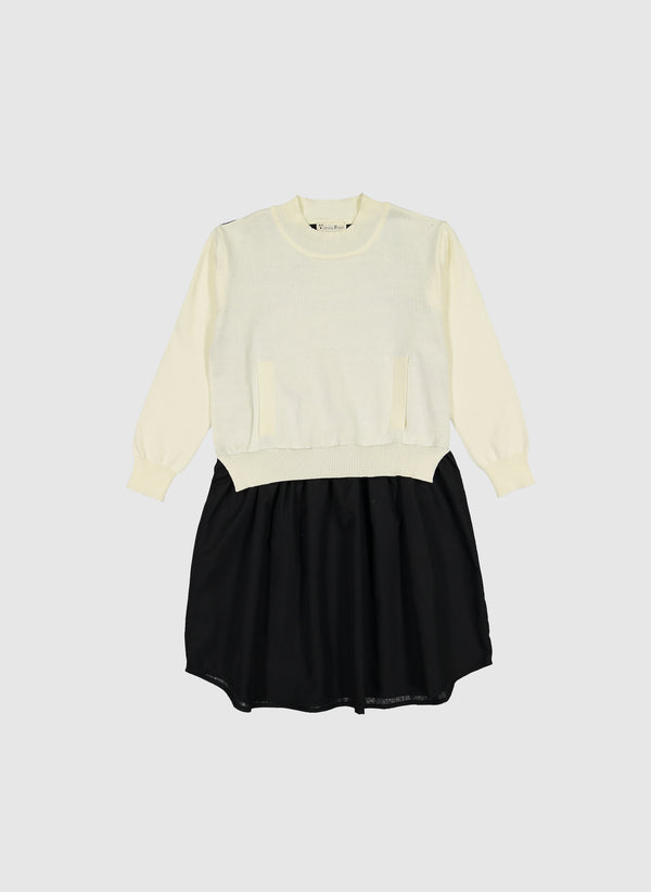 Vierra Rose Margot Sweater Combo Dress in Black/White