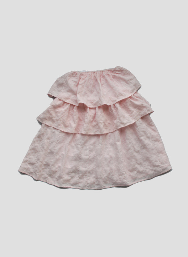 Vierra Rose Mila Ruffle Tiered Dress in Pink Stripe