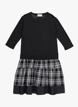 Vierra Rose Mona Sweatshirt Combo Dress in Black Plaid