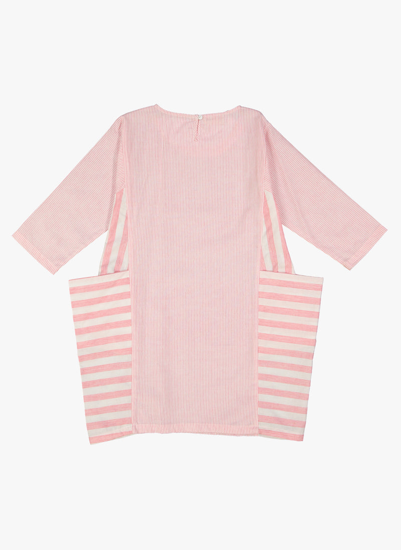 Vierra Rose Reina Big Pocket Side Dress in Pink Stripe