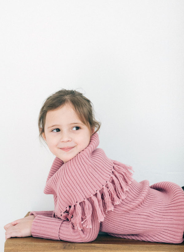 Vierra Rose Sabella Fringe Sweater in New York Pink
