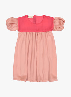 Vierra Rose Simone Color Blocked Chambray Dress in Pink Combo