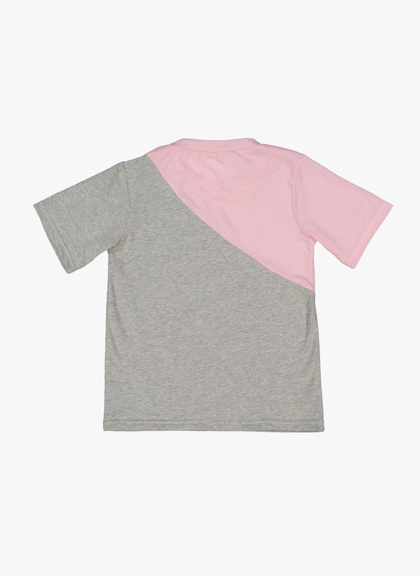 Vierra Rose Tyra Asymmetrical Color-blocked Tee in Pink/Grey