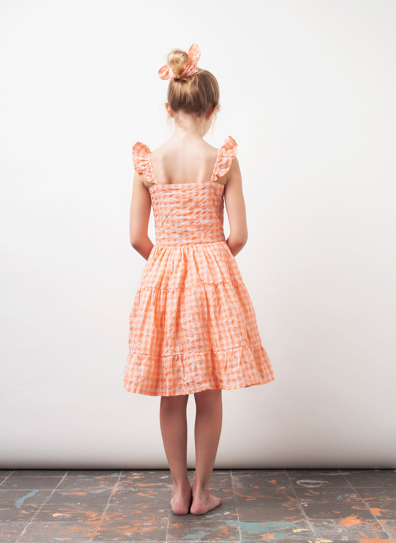 tocoto vintage Checker Print Girls Dress in Pink