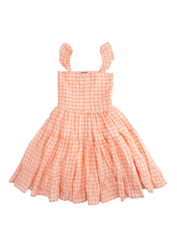 tocoto vintage Checker Print Girls Dress in Pink