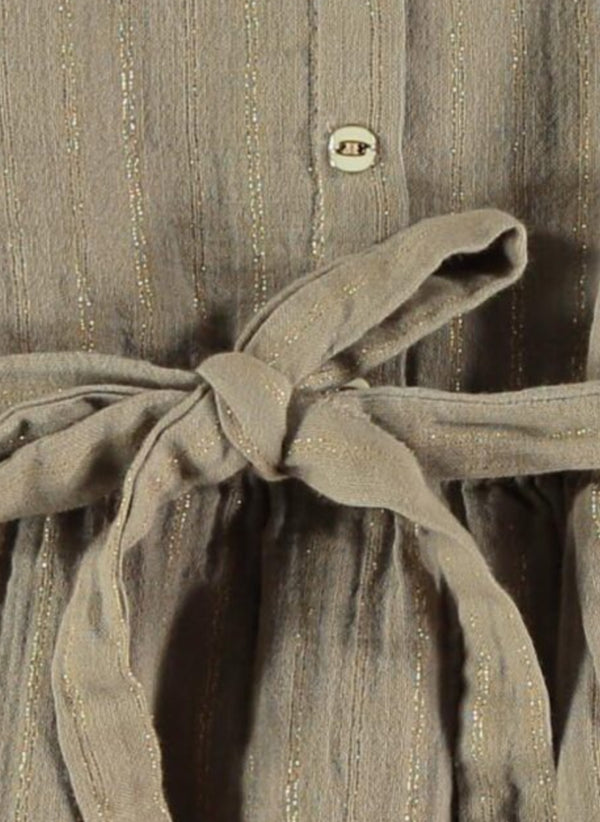 tocoto vintage Waist Bow Lurex Dress in Beige