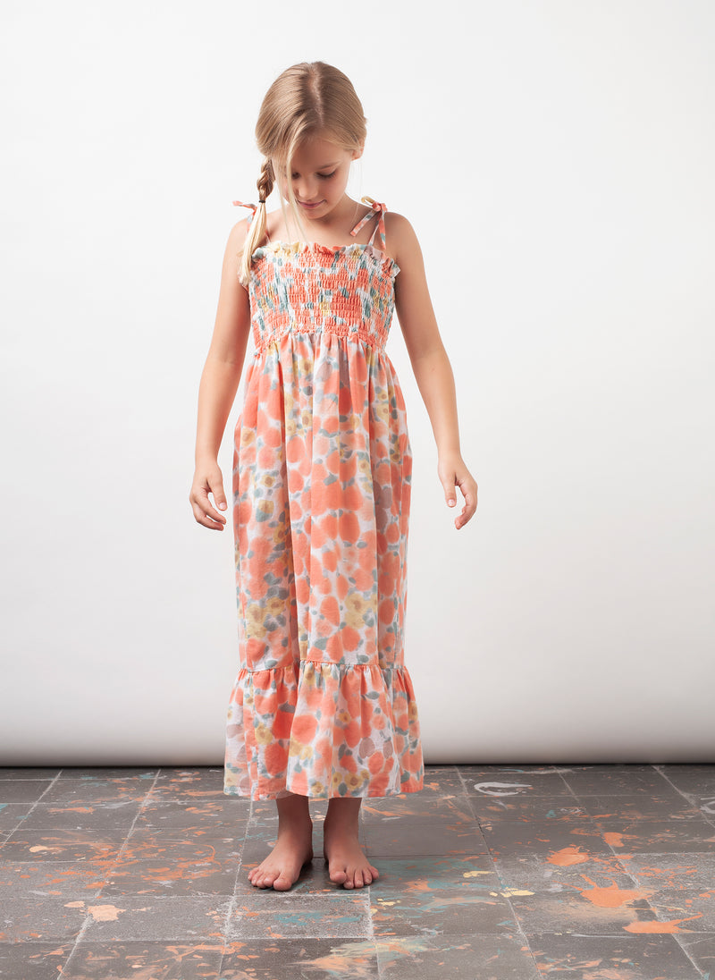 tocoto vintage Watercolor Floral Maxi Girls Dress in Pink